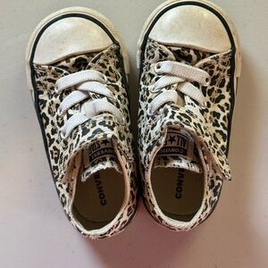 Converse Kids Leopard Print High-Tops in White and Tan